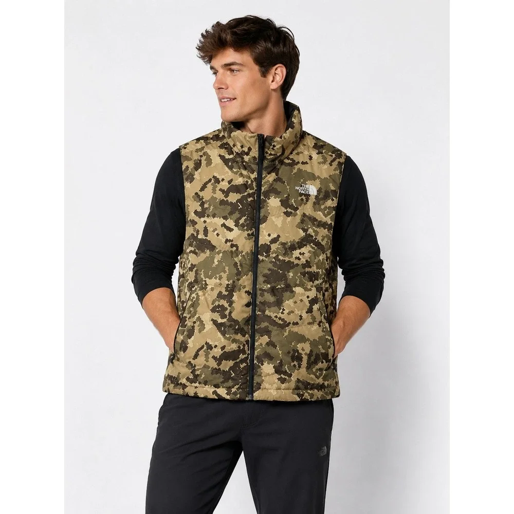 The North Face Mens Aconcagua 2 Vest Digital Camo Puffer Jacket Brown Tan Large